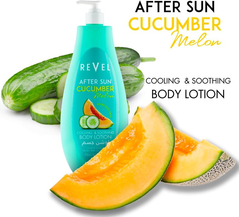 Revel After Sun Cucumber Melon Cooling & Soothing Body Lotion 750ml, Refreshes Skin, All Skin Types, For Men & Women, Daily Use