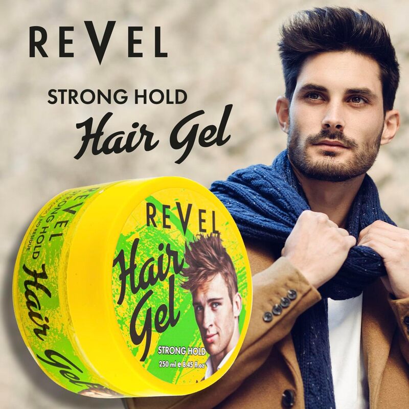 Revel Strong Hold Hair Styling Gel 250ml, For Men, Hair Care, Hair Wax, Saloon Products, moisturizing, Long Lasting Styling, Quick Drying, Non Sticky, Alcohol Free