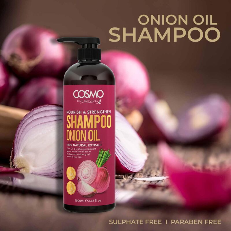 Cosmo Nourish and Strengthen Onion Oil Shampoo 1000ml, 33.8 fl.oz, For Men & Women