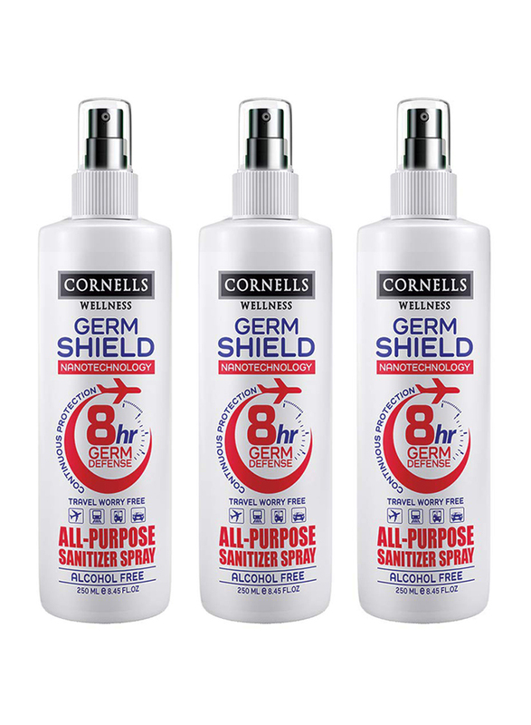 Cornells Wellness Germ Shield Nanotechnology All-Purpose Sanitizer Spray, 250ml x 3 Pieces