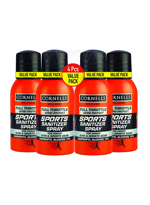 Cornells Wellness Full Throttle Sport Sanitizer Spray, 100ml x 4 Pieces
