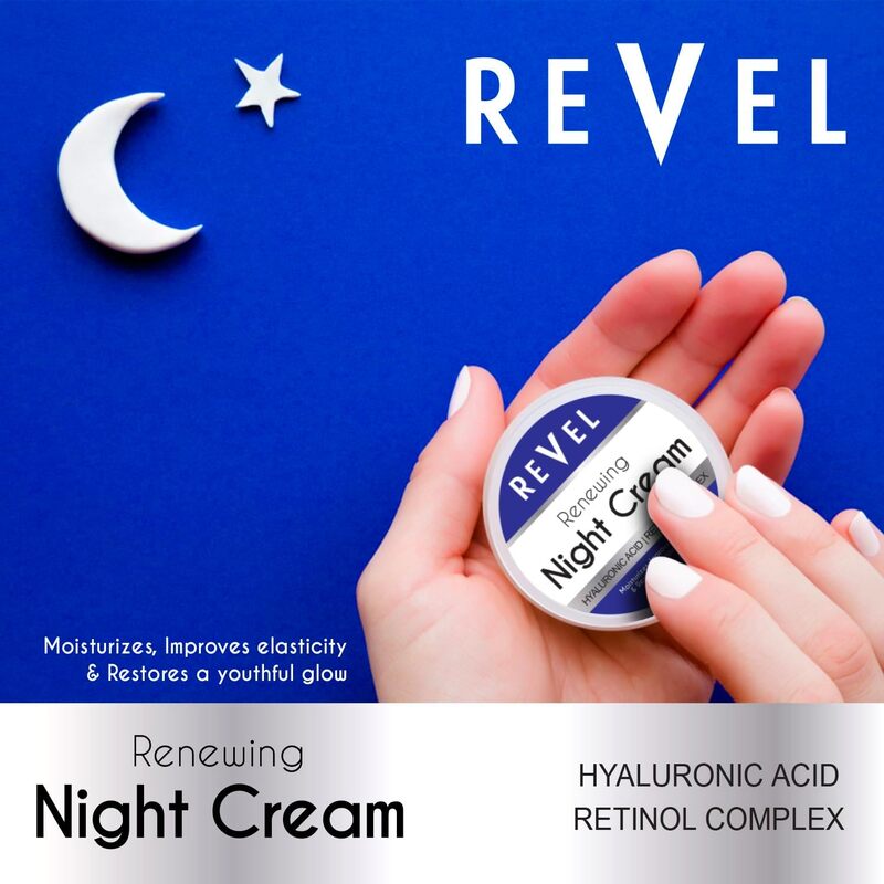 Revel Skin Care Renewing Night Cream Face And Body 150ml, For Men And Women, Hyaluronic Acid, Retinol Complex, Moisturizers, All Skin Types