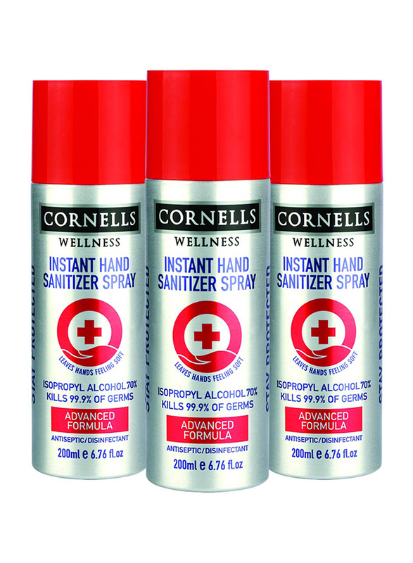 Cornells Wellness Instant Hand Sanitizer Spray, 200ml x 3 Pieces