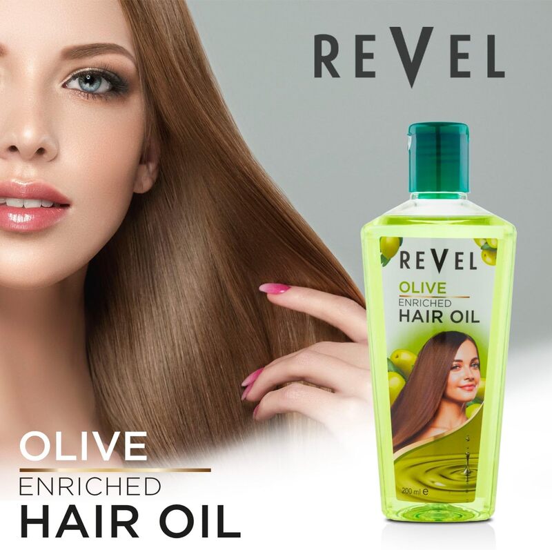 Revel Naturals Olive Enriched Hair Oil 200 Ml, Provides Volume & Thickness, Hairs Care, Bath & Body, Treatments