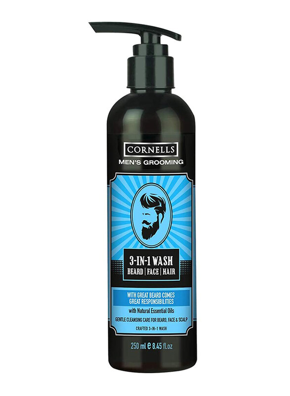 

Cornell's Cornells Men's Grooming 3-in-1 Beard/Face/Hair Wash with Essential Oils, 250ml