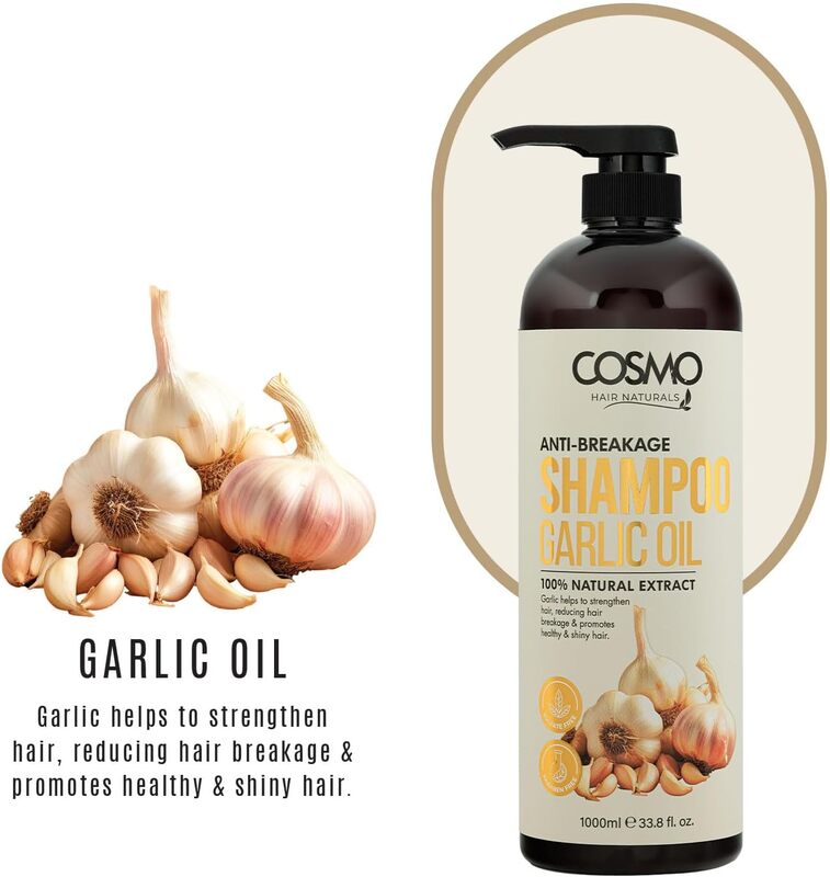 Cosmo Anti Breakage Garlic Oil Shampoo 1000ml, 33.8 fl.oz, For Men & Women