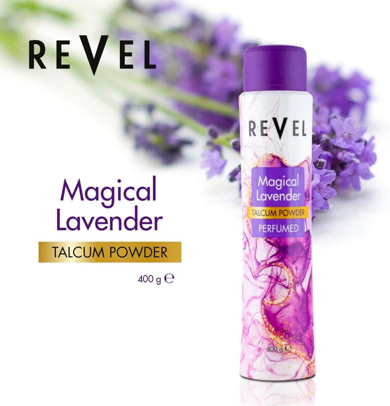 Revel Magical Lavender Perfumed Talcum Powder 400g Purple, Signature Fragrance, Body Powder, Sweat Free, Soft, Scented All Day, For All Skin Type