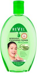 Revel Skin Care Aloe Vera & Cucumber Refreshing Cleansing Facial Toner 250ml, Alcohol Free, Refreshes, Moisturizes, Skin Purifying, Glow Skin, Daily Use, After Shave, All Skin Types