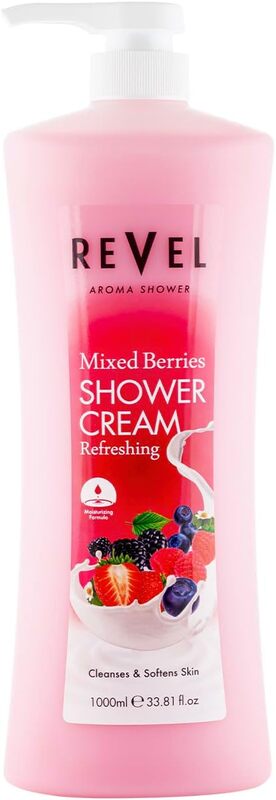Revel Skin Care Mixed Berries Shower Cream For Men and Women 1000ml, Refreshing, Body Wash, Shower Gels, Cleansing
