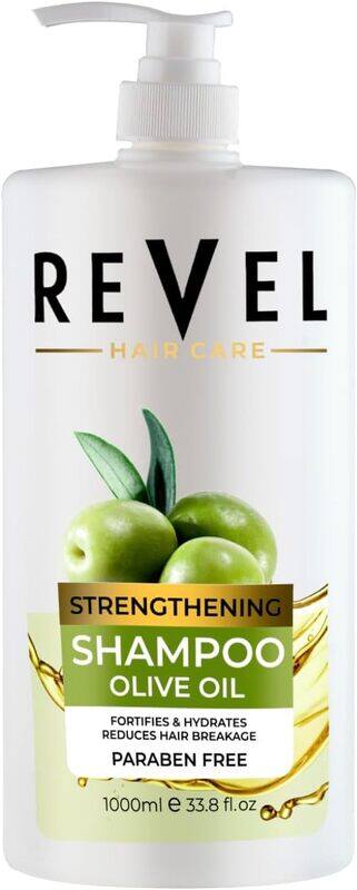 

Revel Hair Care Olive Oil Strengthening Shampoo 1000ml, Reduces Hairs breakage, Fortifies & Hydrate, For Men & Women, Shampoos, Parabens Free, sulfate