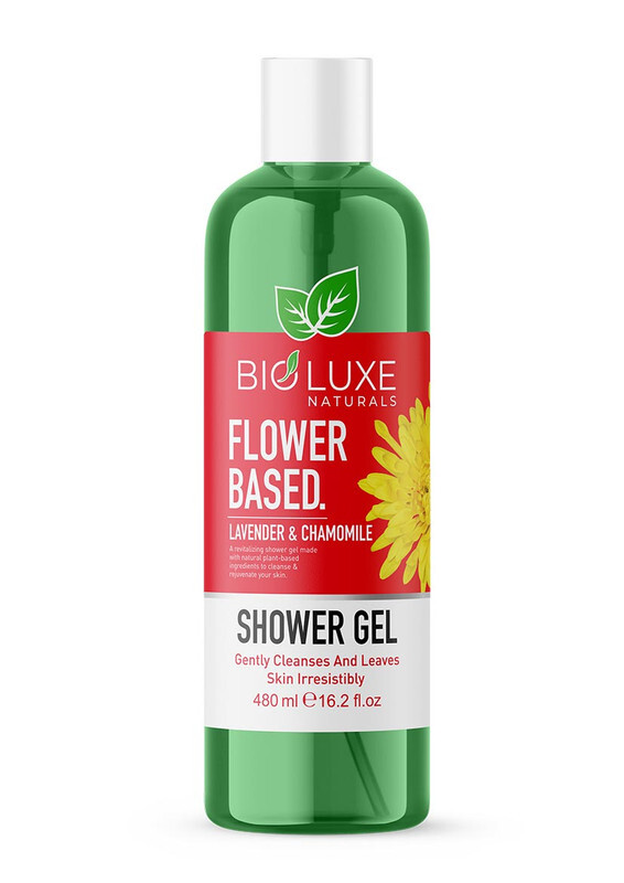 Bioluxe Naturals Flower Based Shower Gel 480ml, Lavender & Chamomile, Gently Cleanses and Leaves Skin Irresistibly Softn