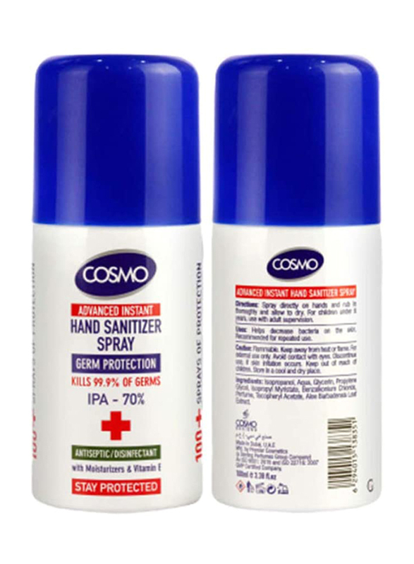 Cosmo Advanced Instant Hand Sanitizer Spray, 100ml, 10 Pieces