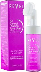 Revel Beauty Skin Care Oil Control Aloe Vera Foaming Face Wash 175ml, For Oily & Acne Prone Skins, Built In Brush, Deep Cleansing, Salicylic Acid & Aloe Vera, Washes