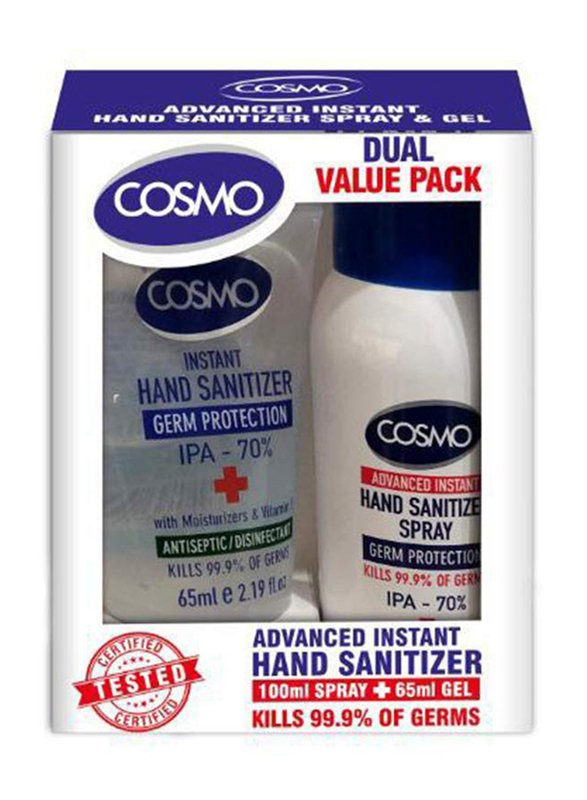 Cosmo Advanced Hand Sanitizer Spray 100ml + Gel 65ml, 2 Pieces