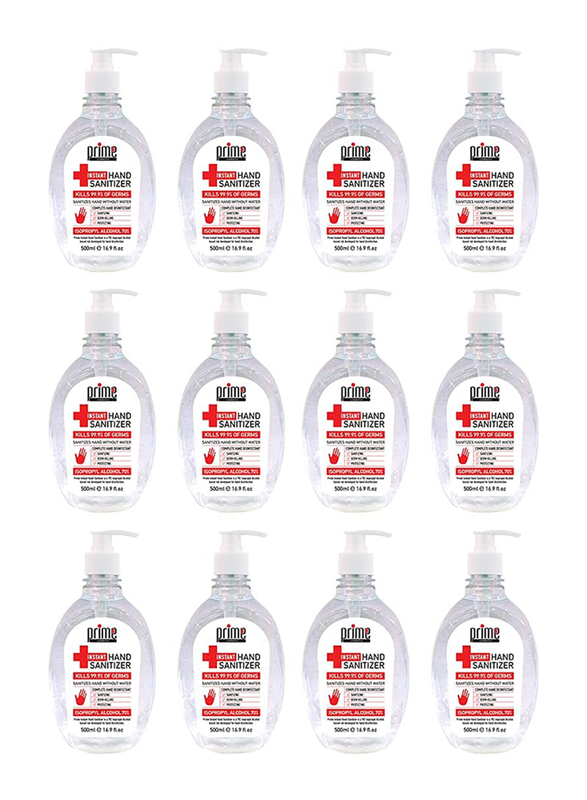 Prime Instant Hand Sanitizer Gel, 500ml x 12 Pieces