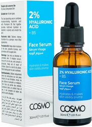 Cosmo 2% Hyaluronic Acid + B5 Hydrates & Makes Skin Visibly Pump Face Serum 30ml, For Men & Women, Skins Care, Dryness, Dehydrated Skin, Facial Beauty