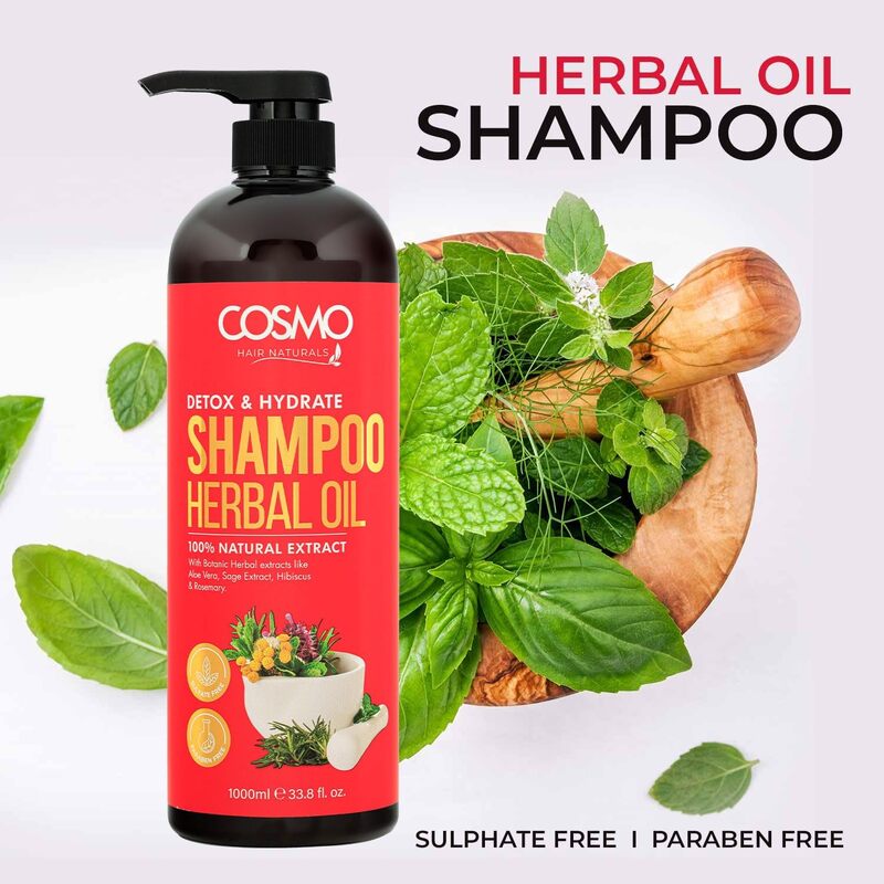 Cosmo Detox and Hydrate Herbal Oil Shampoo 1000ml, 33.8 fl.oz, For Men & Women