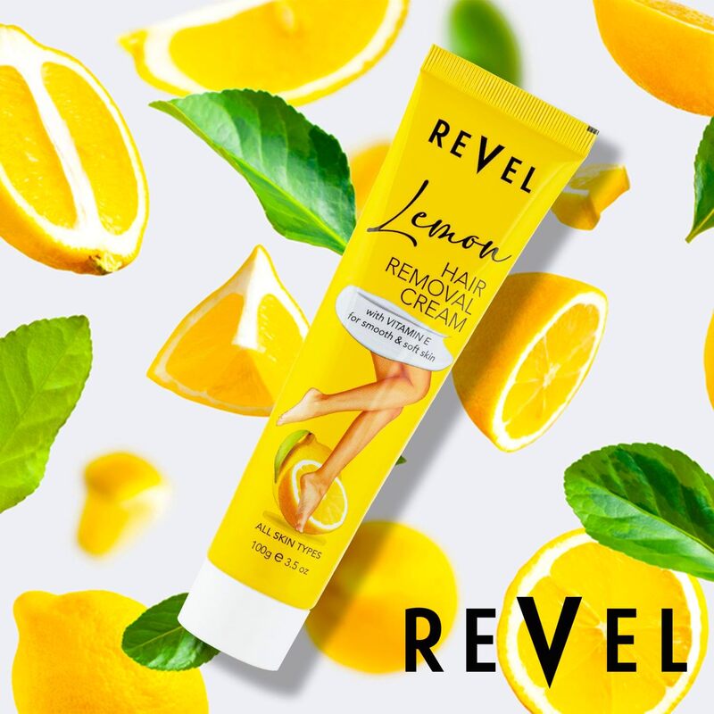 Revel Skin Care Lemon Hair Removal Cream For Men & Women 100g, Vitamin E for Smooth & Soft Skin, Painless Body Hair Removal Cream