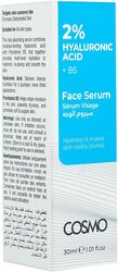 Cosmo 2% Hyaluronic Acid + B5 Hydrates & Makes Skin Visibly Pump Face Serum 30ml, For Men & Women, Skins Care, Dryness, Dehydrated Skin, Facial Beauty