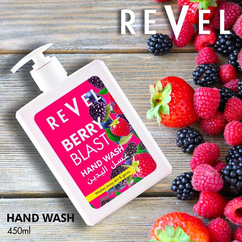 Revel Berry Blast Hand Wash 450ml, Hydrates Skin, Feeling Fresh, Soft & Smooth, Long Lasting, 24h Freshness, Daily Use, Washes