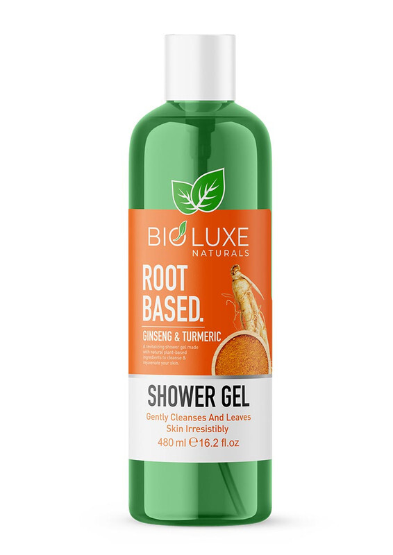 Bioluxe Naturals Root Based Shower Gel 480ml, Ginseng & Turmeric, Gently Cleanses and Leaves Skin Irresistibly Softn