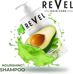 Revel Hair Care Nourishing Avocado Shampoo 1000ml, Natural Oil, Revitalizes Scalp, Combats Dry, Damaged Hair, For Men & Women, Shampoos, Parabens Free, Sulfates Free, Daily Use