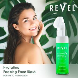 Revel Beauty Skin Care Hydrating Foaming Face Wash 175ml, For Dry To Normal Skin, Built In Brush, Deep Cleansing, Hyaluronic Acid + Glycerin, Washes