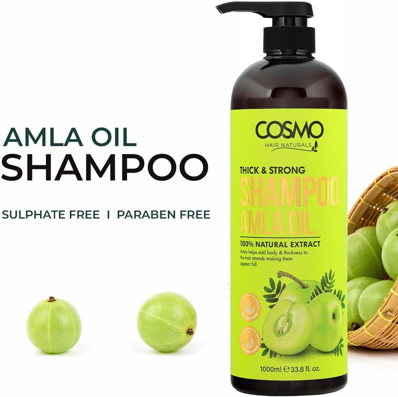 Cosmo Thick & Strong Amla Oil Shampoo 1000ml, 33.8 fl.oz, For Men and Women