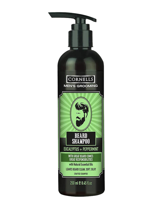 

Cornell's Cornells Men's Grooming Eucalyptus & Peppermint Beard Shampoo with Essential Oils, 250ml