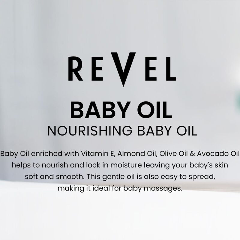 Revel Nourishing Baby Oil With Vitamin E, Chamomile 250ml, Paraben Free, Hypo Allergenic, No Harsh Chemicals, Daily Care, Moisturising, Skin Care