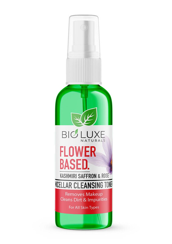 

Bioluxe Naturals Flower Based Micellar Cleansing Toner 200ml, Kashmiri Saffron & Rose, Removes Makeup Cleans Dirt & Impurities