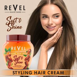 Revel Hair Care Soft & Shiny Styling Hair Cream Moroccan Argan For Men & Women 400ml, Argan Oil, Vitamin E & Panthenol, Treatment