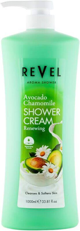 

Revel Skin Care Avocado Chamomile Shower Cream For Men and Women 1000ml, Renewing, Body Wash, Shower Gels, Cleansing