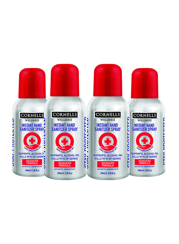 Cornells Wellness Instant Hand Sanitizer Spray, 100ml x 4 Pieces