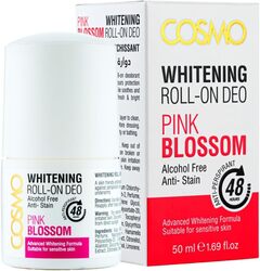 Cosmo Antiperspirant Deodorant Roll-on for Men and Women, Pink Blossom, 50ml, Alcohol Free, Anti Stain, Anti Perspirant, 48 Hours, Advanced Whitening Formula, Suitable for All Skin Type