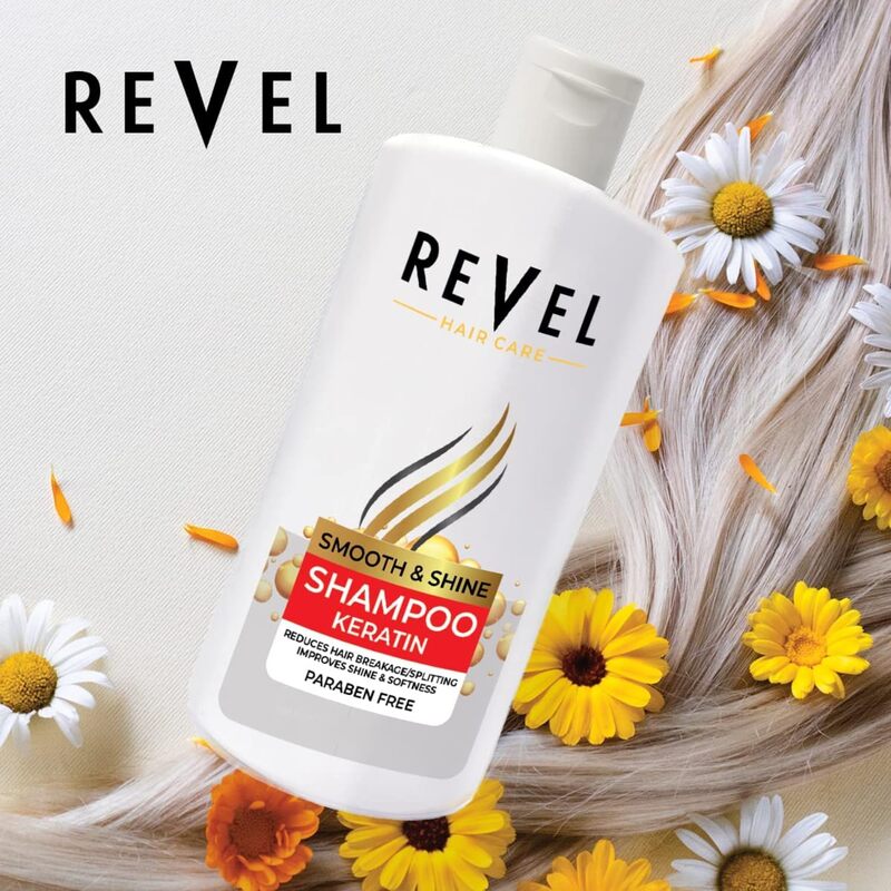 Revel Hair Care Keratin Shampoo 1000ml, Anti Hair Fall, Smooth & Shine, Reduce Breakage, For Men & Women, Shampoos, Parabens Free, sulfates Free, For All Hair Types