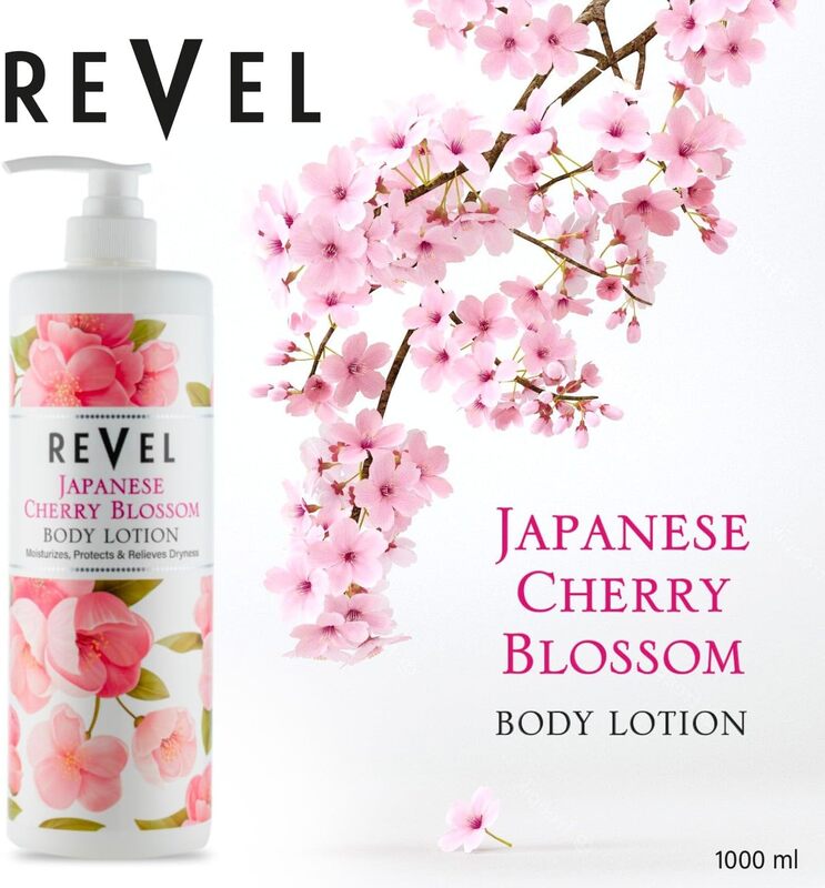 Revel Skin Care Japanese Cherry Blossom Body Lotion 1000ml, Moisturizers, Protect & Relieves Dryness, Refreshes Skin, All Skin Types, For Men & Women, Daily Use