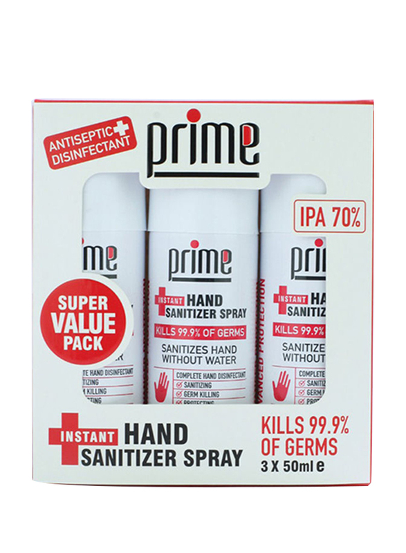 Prime Super Value Pack Instant Hand Sanitizer Spray, 50ml, 3 Pieces
