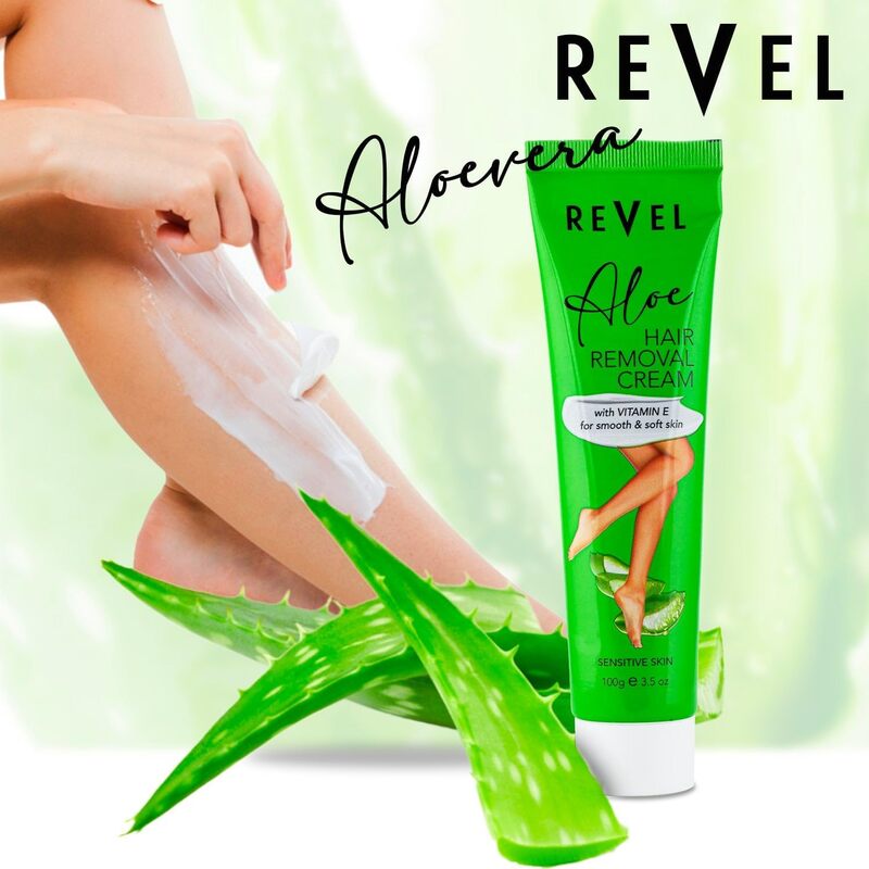 Revel Skin Care Aloe Vara Hair Removal Cream For Men & Women 100g, Vitamin E for Smooth & Soft Skin, Painless Body Hair Removal Cream