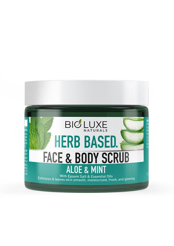 

Bioluxe Naturals Herb Based Face & Body Scrub 325ml, Aloe & Mint, Leaves Skin Smooth, Moisturized