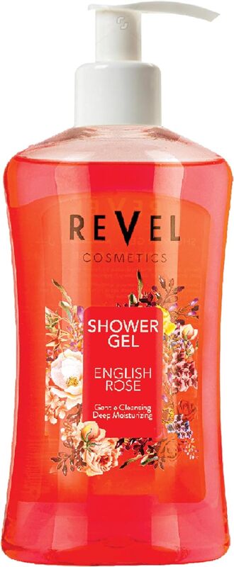 Revel English Rose Shower Gel 1000ml Red, Gentle Cleansing, Deep Moisturizing, Daily Use
