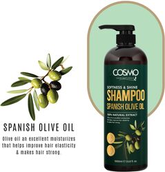 Cosmo Softness and Shine Spanish Olive Oil Shampoo 1000ml, 33.8 fl.oz, For Men & Women