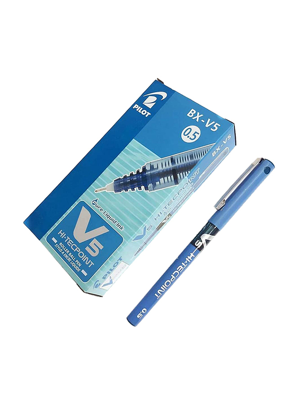 Pilot 12-Piece Bx-V5 Hi-Tecpoint Extra Fine Rollerball Pen, 0.5mm Set, Blue