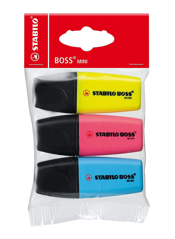 Stabilo 3-Piece Boss Mini Color Highlighters Set, 07-3-12-0, Multicolor