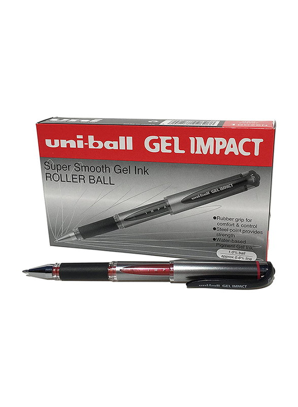 Uniball 12-Piece Signo Impact Gel Rollerball Pen with Rubber Grip, 1.0mm, Blue