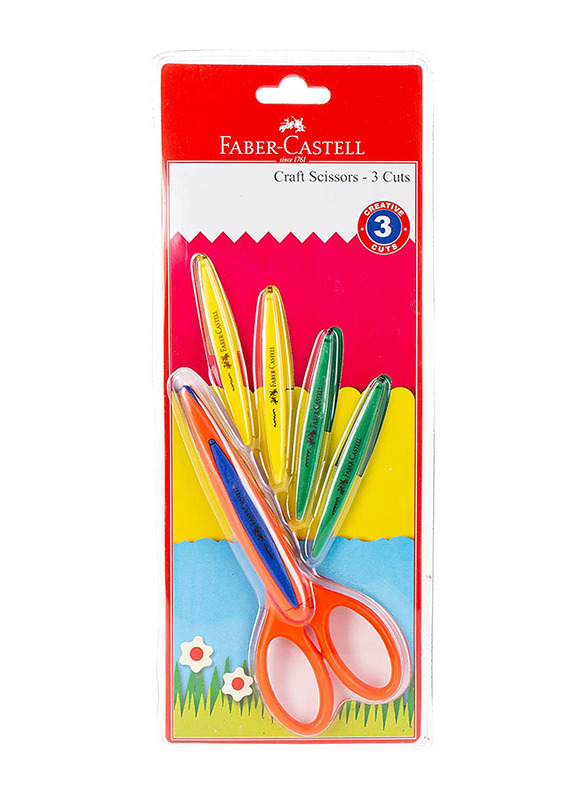 Faber-Castell Craft Scissor with 3 Creative Cuts In A Blister, 170301, Assorted