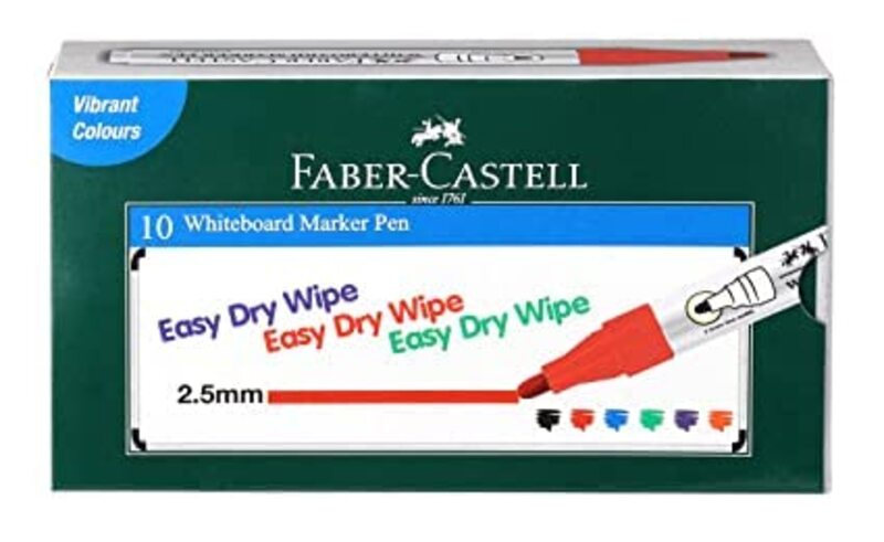 Faber-Castell 10-Piece Castle White Board Marker, Red