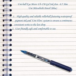 Uniball 3-Piece UB-150 Eye Micro Rollerball Pen, 0.5mm, Blue
