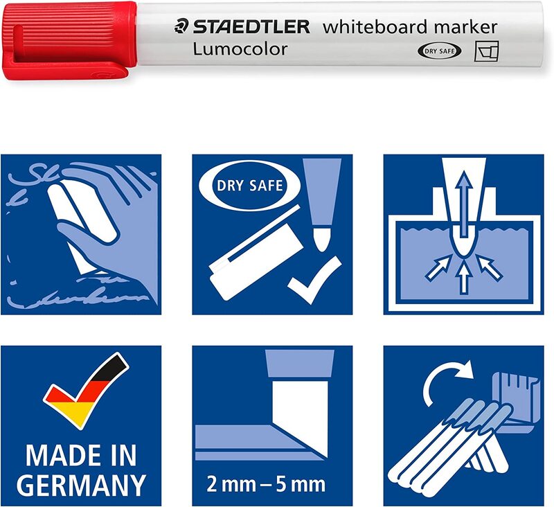 Staedtler 4-Piece Lumocolor Whiteboard Marker with Chisel Tip, 351 B, Multicolour