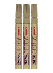 Uniball 3-Piece Medium Oil Paint Marker Pen with Metal Bullet Nib Tip, 2.2/2.8mm, Px-20, Gold Metal